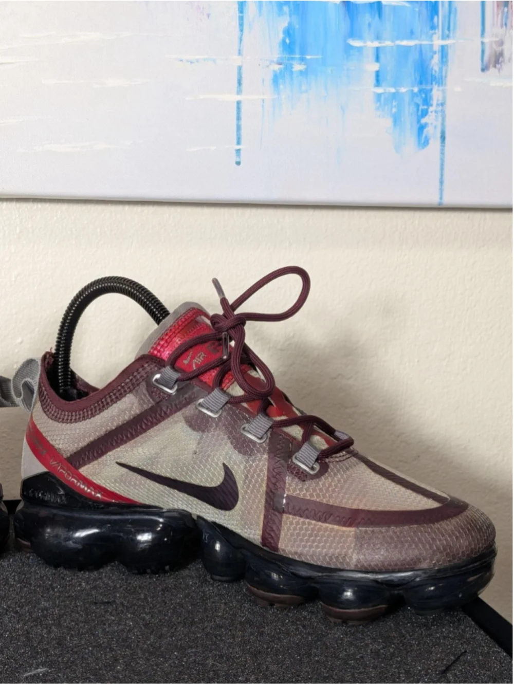 Nike Air VaporMax 2019 Shoes Womens Size 6 Beige Maroon Sneakers AR6632-604